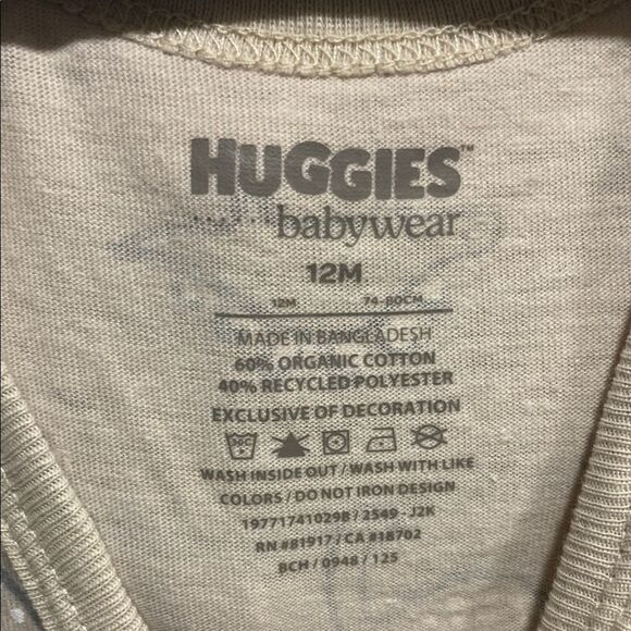 Huggies Babywear Organic Cotton Romper‎ Set 2-Pack Dinosaurs & Stripes 12M - Picture 2 of 10